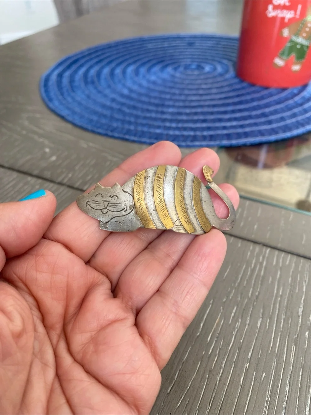 Gold & Silver Striped Cat Brooch - Women Jewelry Brooches